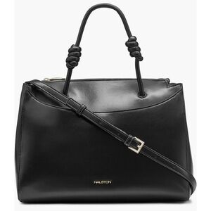 Halston Heritage Black Leather Satchel with Top Handles